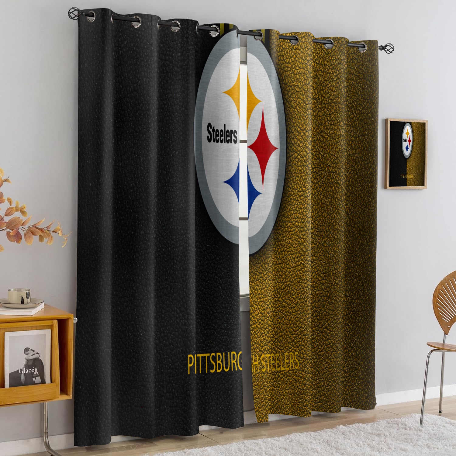 Pittsburgh Steelers Blackout Curtains Drapes For Window Treatment Set
