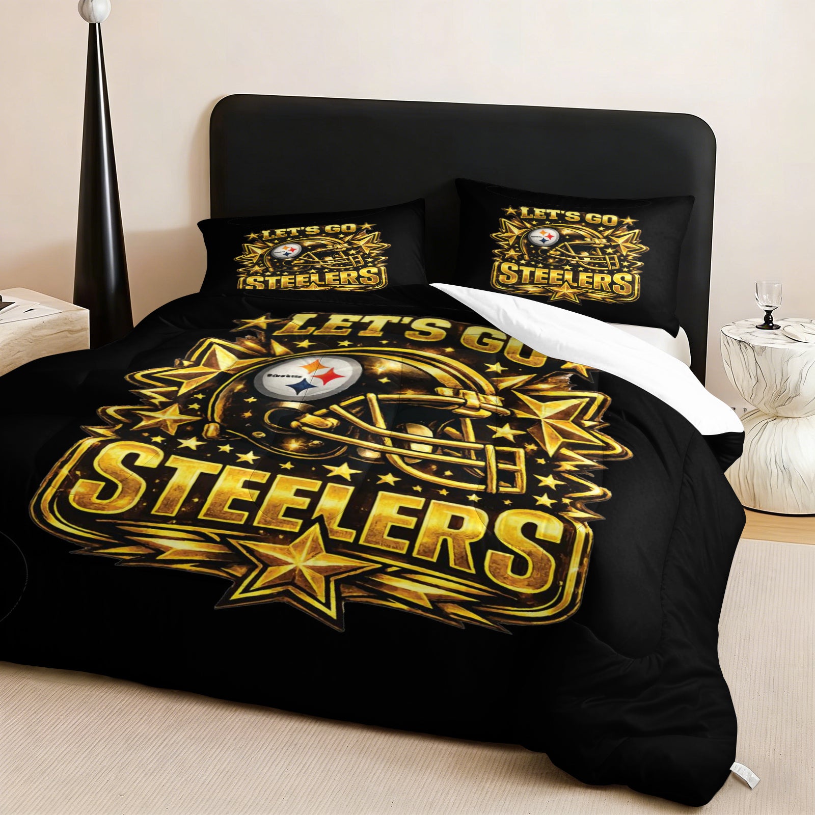 Pittsburgh Steelers Comforter Pillowcase Sets Blanket All Season Reversible Quilted Duvet