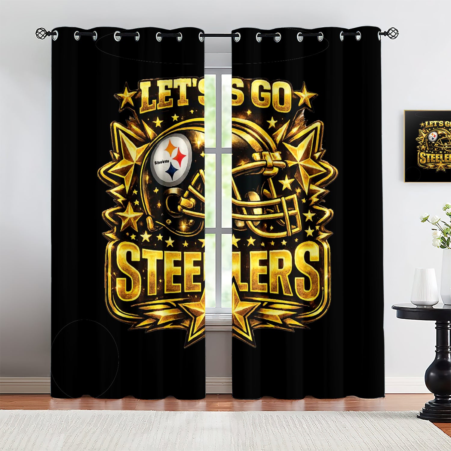 Pittsburgh Steelers Blackout Curtains Drapes For Window Treatment Set