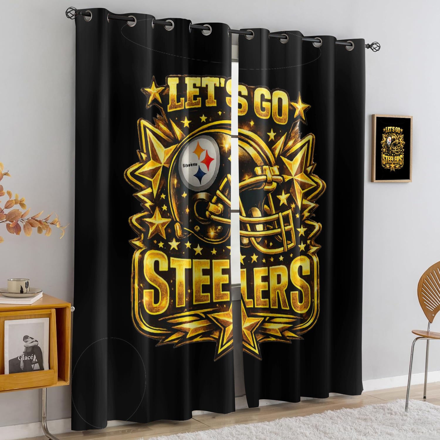 Pittsburgh Steelers Blackout Curtains Drapes For Window Treatment Set