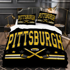 Pittsburgh Penguins Hockey Duvet Cover Quilt Case Pillowcase Bedding Set Without Filler