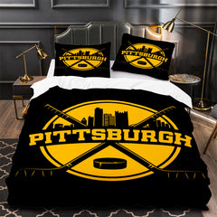 Pittsburgh Penguins Hockey Duvet Cover Quilt Case Pillowcase Bedding Set Without Filler