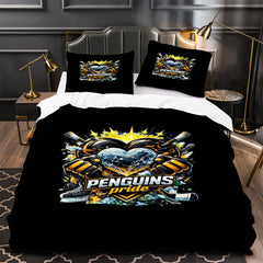 Pittsburgh Penguins Hockey Duvet Cover Quilt Case Pillowcase Bedding Set Without Filler
