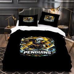 Pittsburgh Penguins Hockey Duvet Cover Quilt Case Pillowcase Bedding Set Without Filler