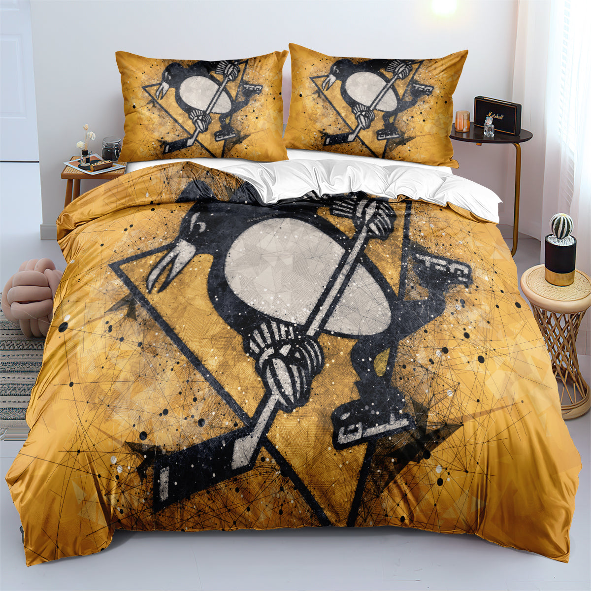 Pittsburgh Penguins Hockey League Duvet Case Quilt Cover Pillowcase