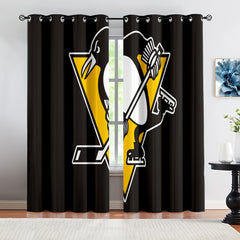 Pittsburgh Penguins Hockey League Blackout Curtains Drapes For Window Treatment Set