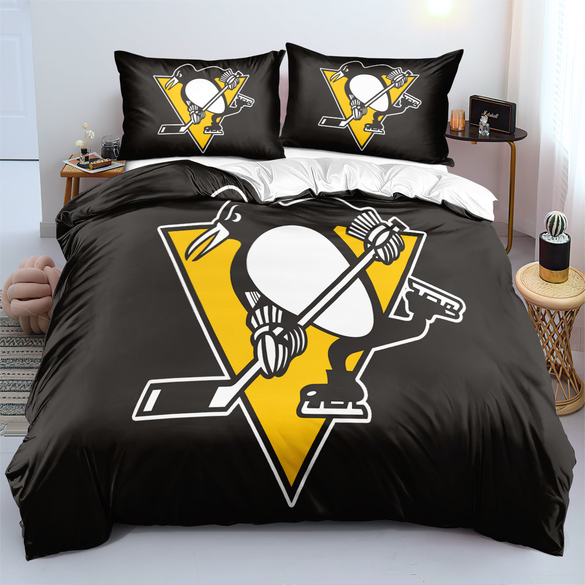 Pittsburgh Penguins Hockey League Duvet Case Quilt Cover Pillowcase