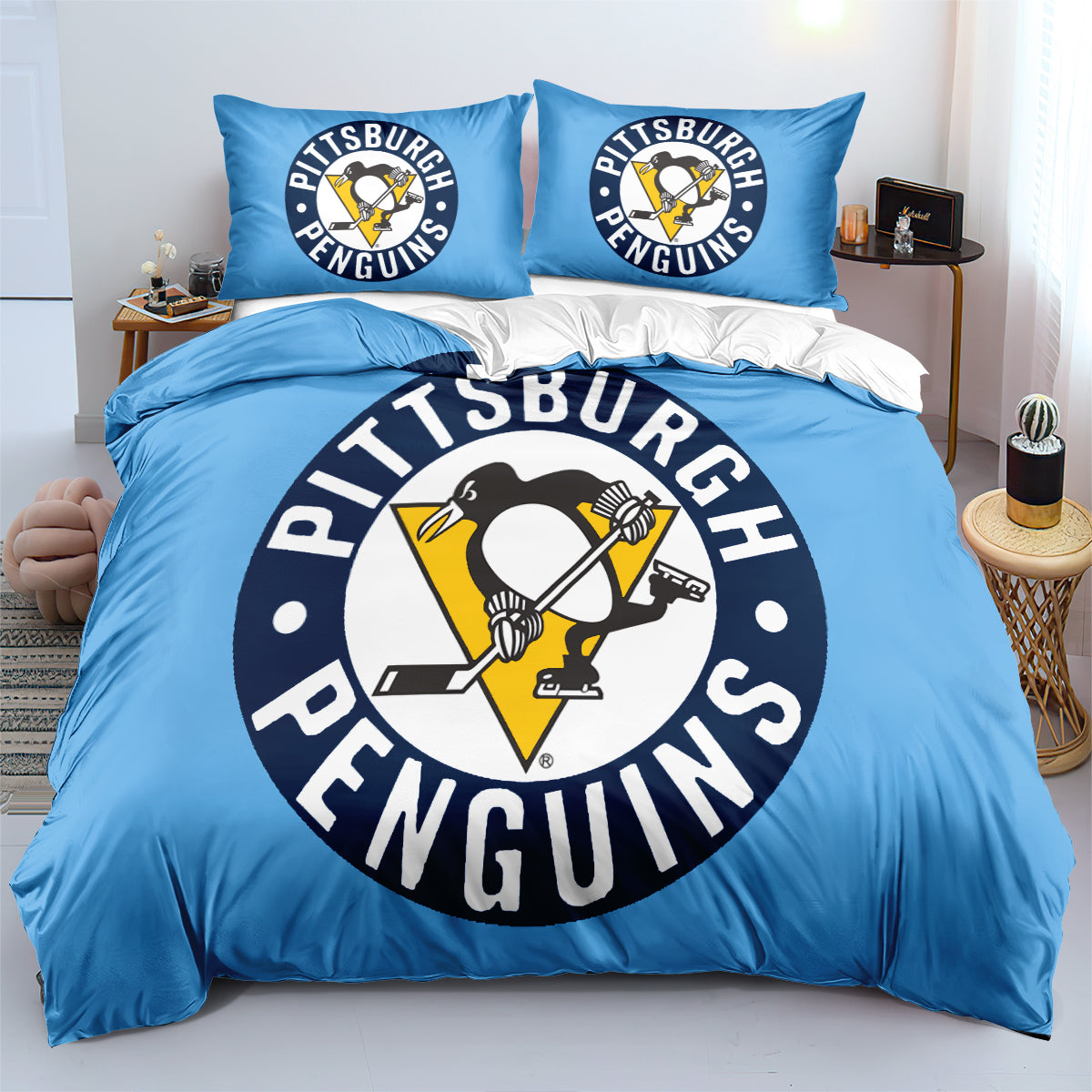 Pittsburgh Penguins Hockey League Duvet Case Quilt Cover Pillowcase