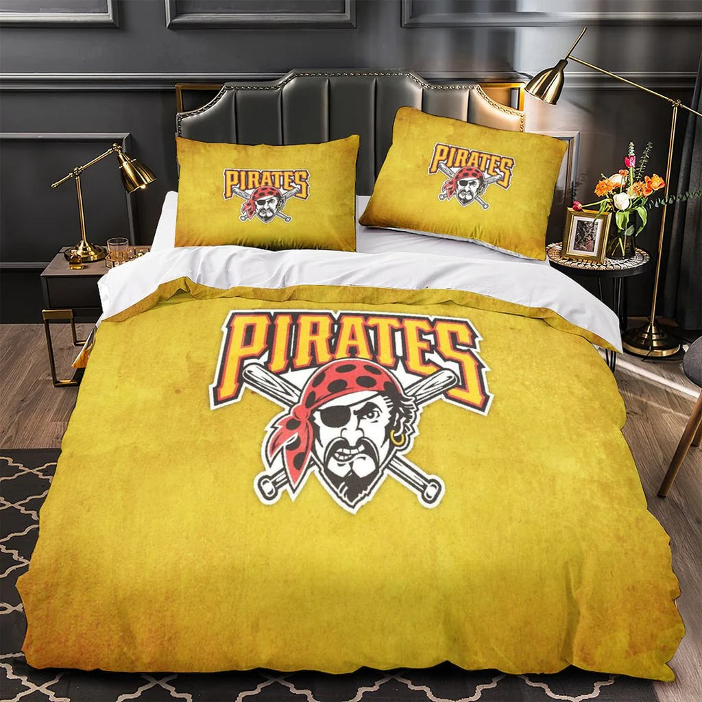 Pittsburgh Pirates Duvet Cover Quilt Case Pillowcase Bedding Set Without Filler