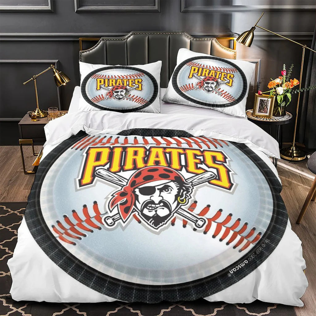 Pittsburgh Pirates Duvet Cover Quilt Case Pillowcase Bedding Set Without Filler