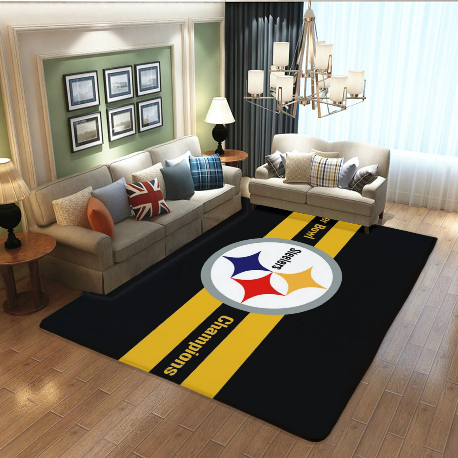 Pittsburgh Steelers Football Team Carpet Living Room Bedroom Mats Kitchen Bathroom Rugs