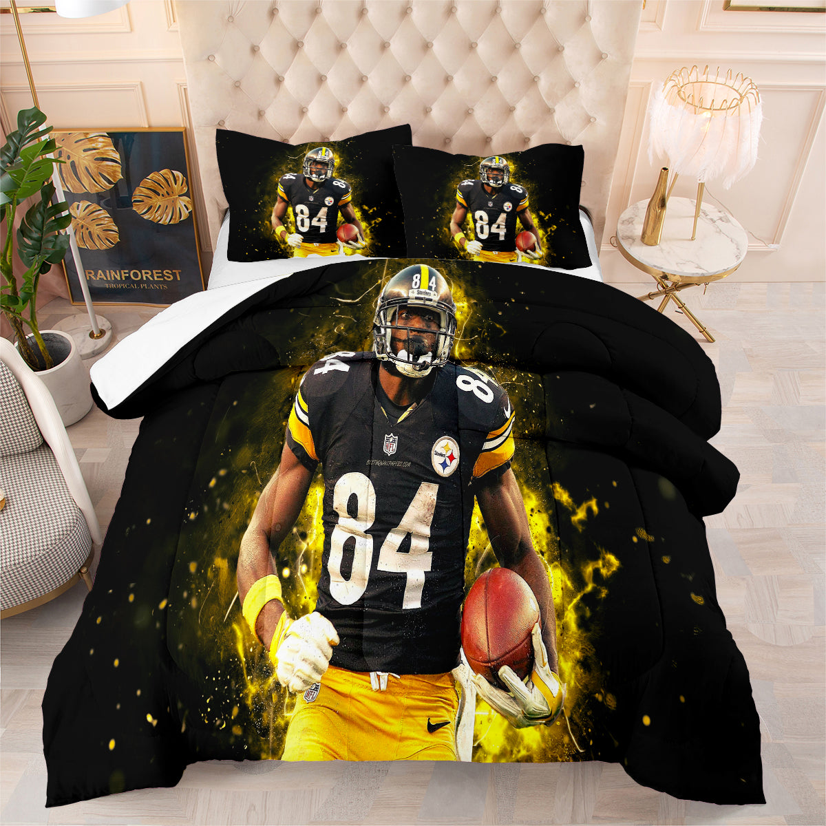 Pittsburgh Steelers Football Team Comforter Pillowcase Sets Blanket All Season Reversible Quilted Duvet