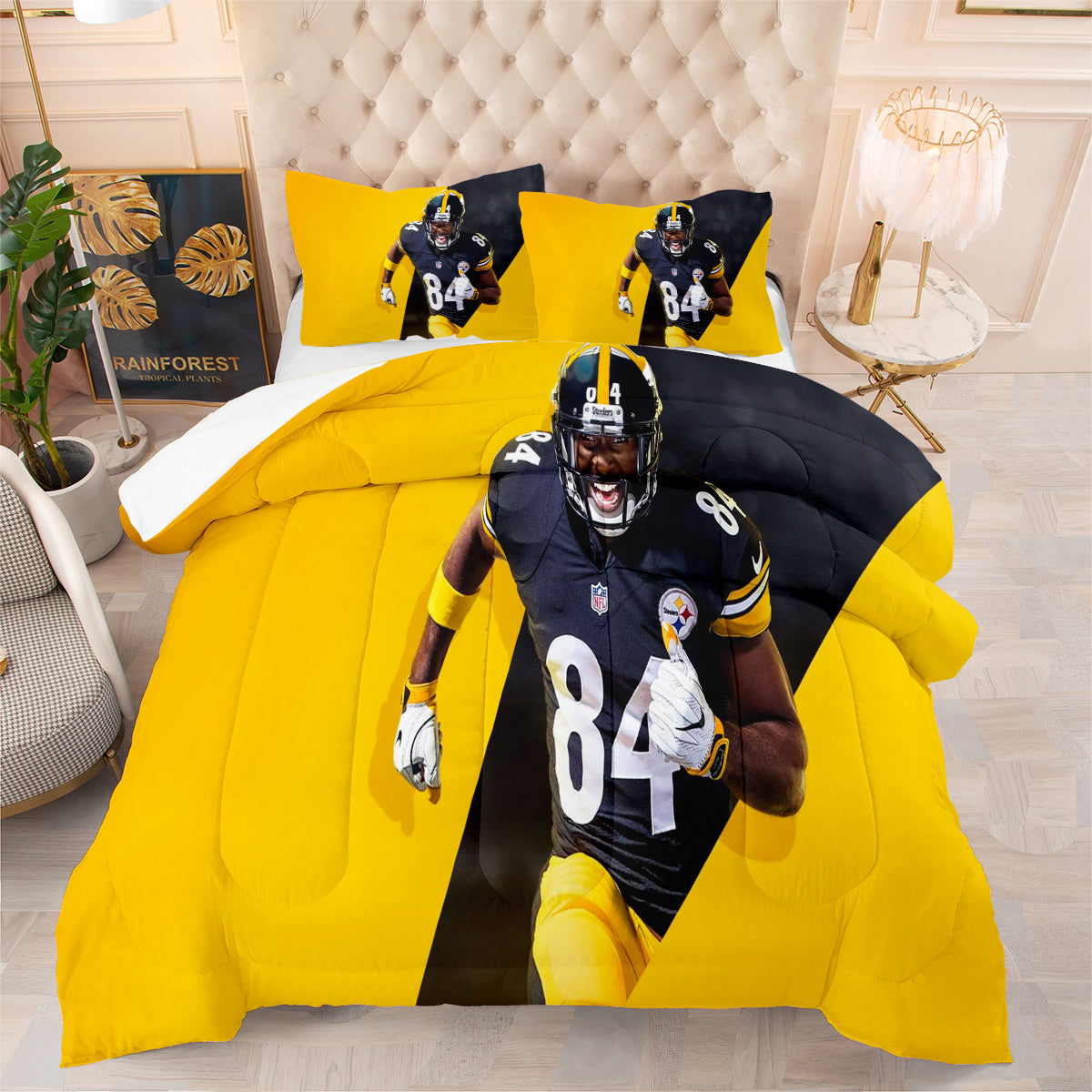 Pittsburgh Steelers Football Team Comforter Pillowcase Sets Blanket All Season Reversible Quilted Duvet