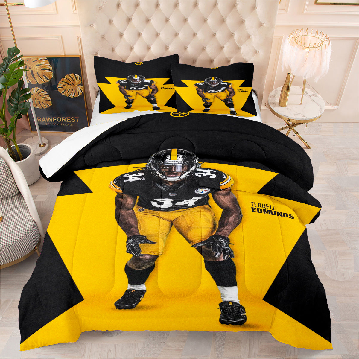 Pittsburgh Steelers Football Team Comforter Pillowcase Sets Blanket All Season Reversible Quilted Duvet