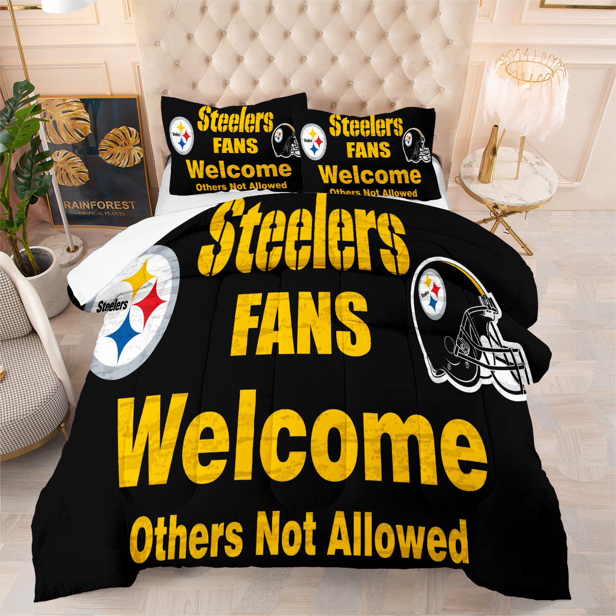 Pittsburgh Steelers Football Team Comforter Pillowcase Sets Blanket All Season Reversible Quilted Duvet