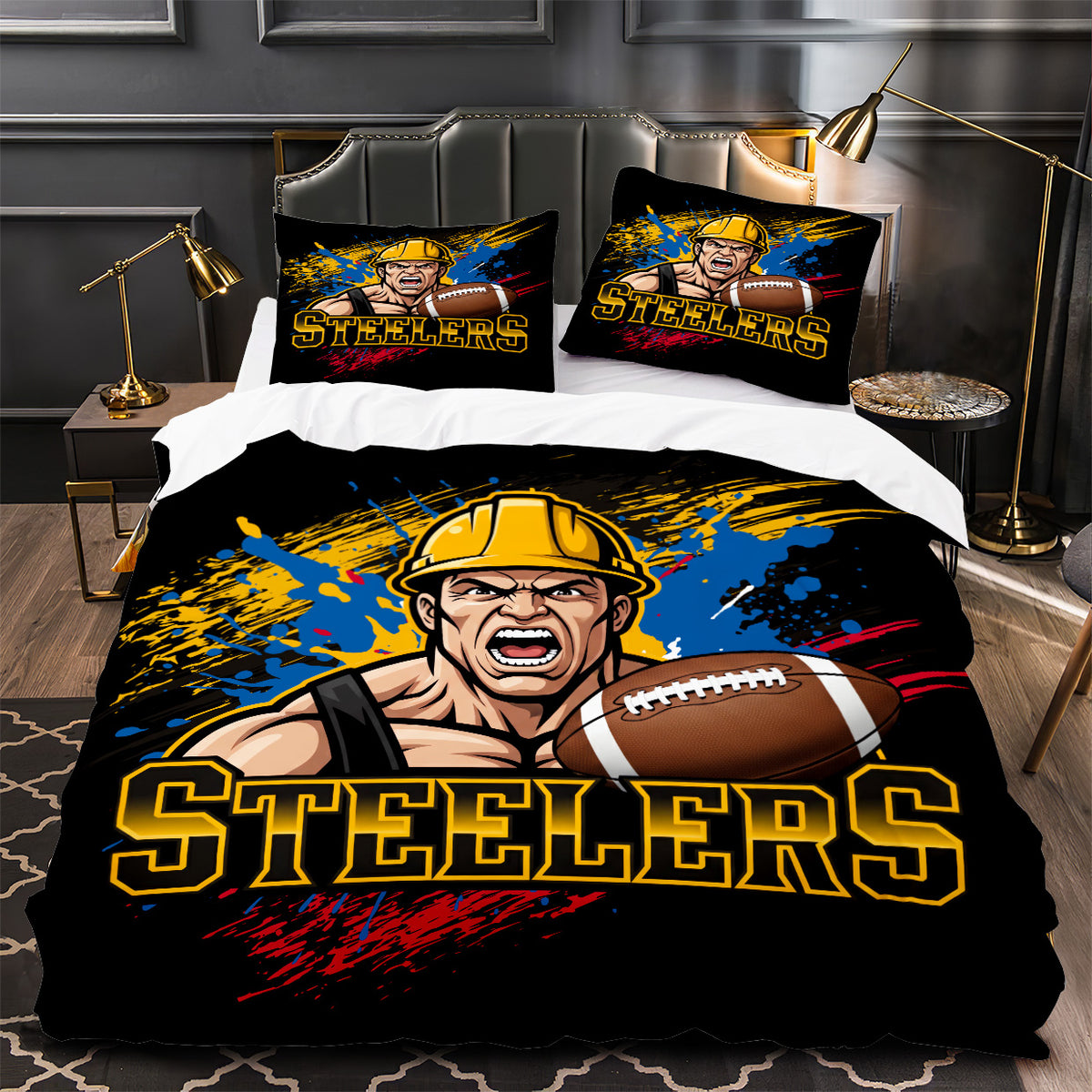 Pittsburgh Steelers Footbball Duvet Cover Quilt Case Pillowcase Bedding Set Without Filler