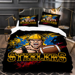 Pittsburgh Steelers Footbball Duvet Cover Quilt Case Pillowcase Bedding Set Without Filler