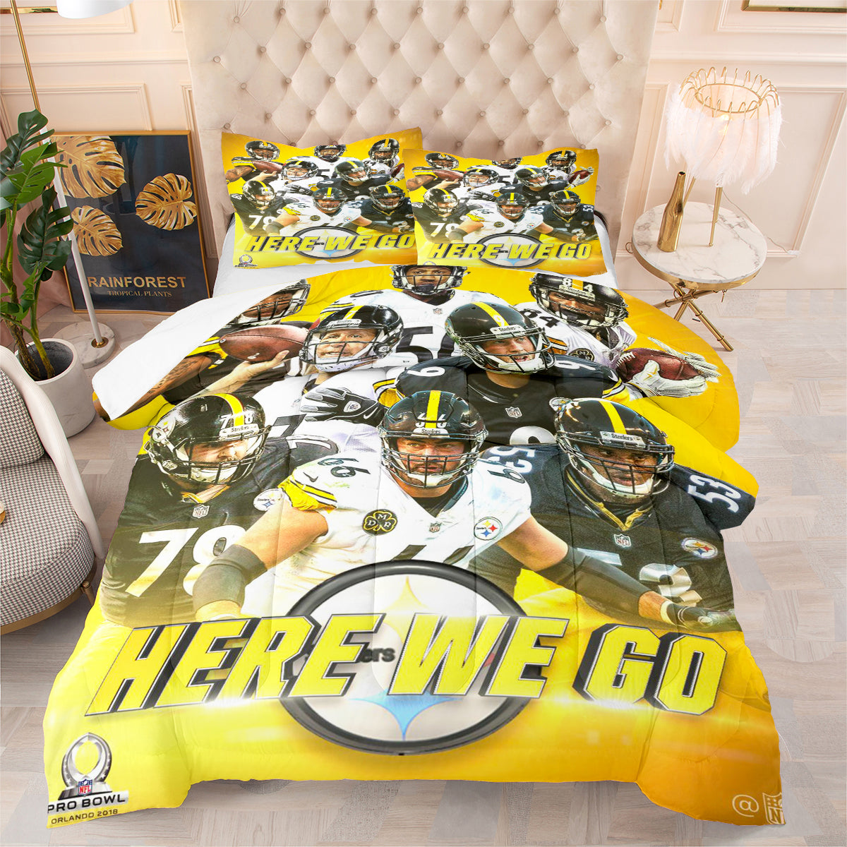 Pittsburgh Steelers Football Team Comforter Pillowcase Sets Blanket All Season Reversible Quilted Duvet