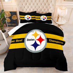 Pittsburgh Steelers Football Team Comforter Pillowcase Sets Blanket All Season Reversible Quilted Duvet