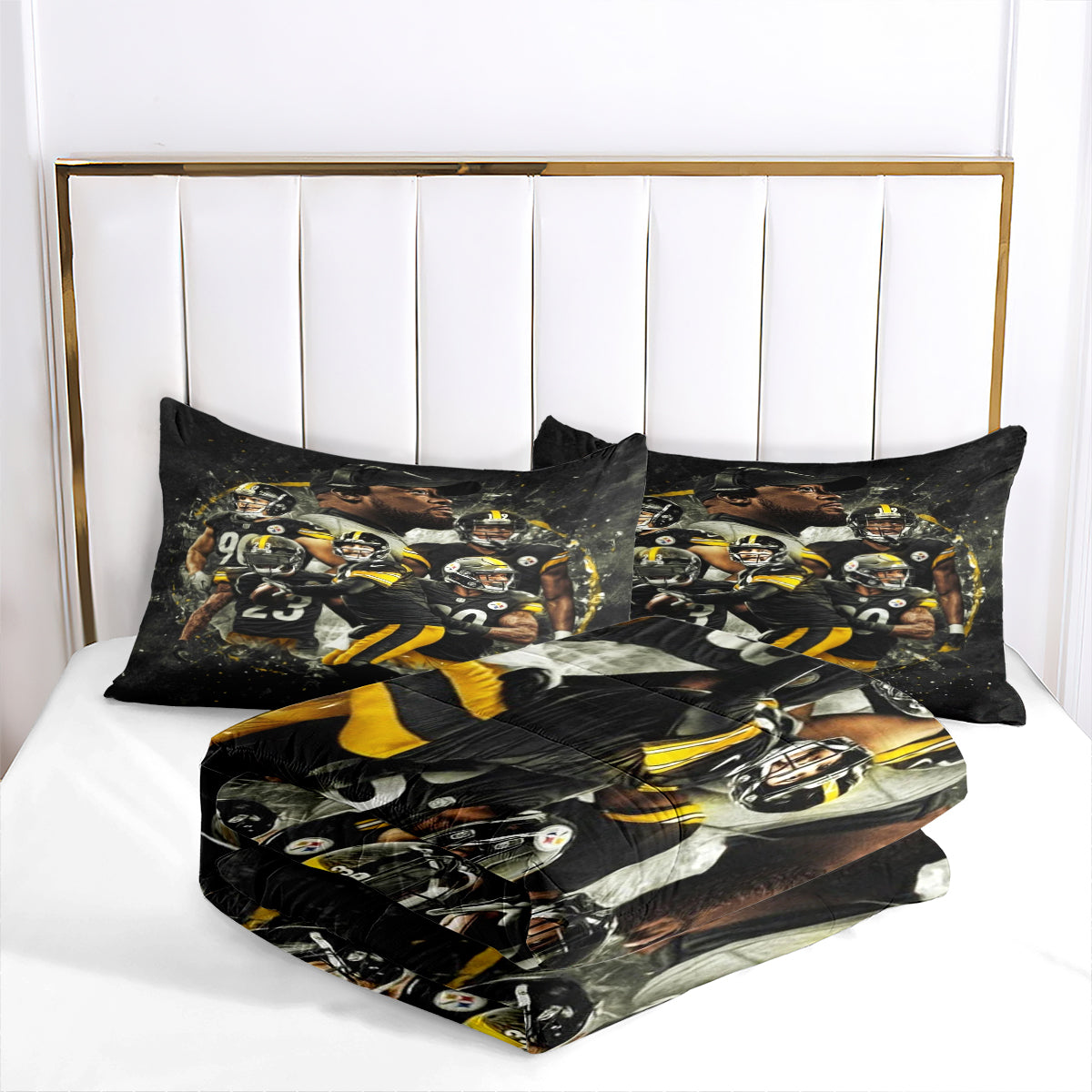 Pittsburgh Steelers Football Team Comforter Pillowcase Sets Blanket All Season Reversible Quilted Duvet