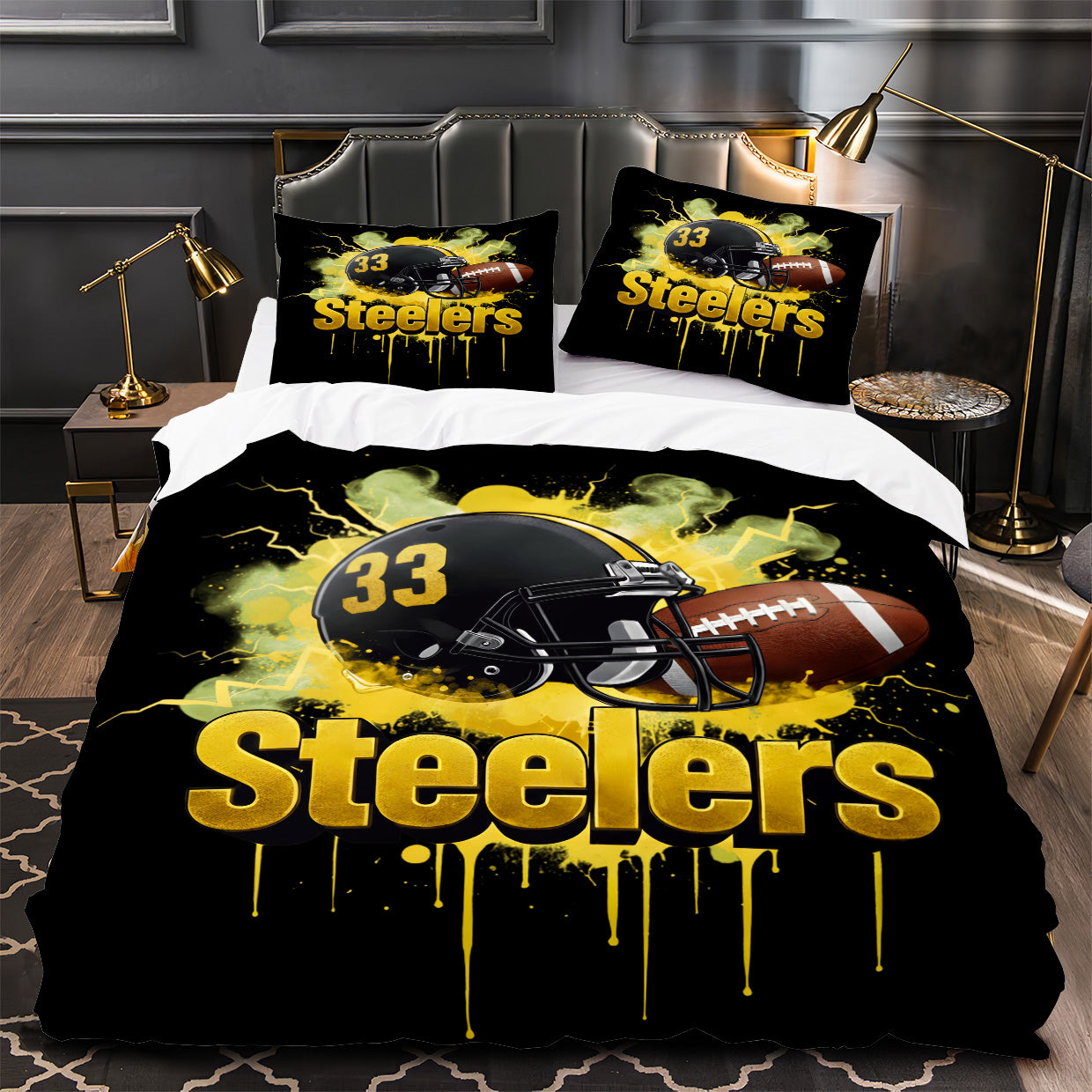 Pittsburgh Steelers Footbball Duvet Cover Quilt Case Pillowcase Bedding Set Without Filler