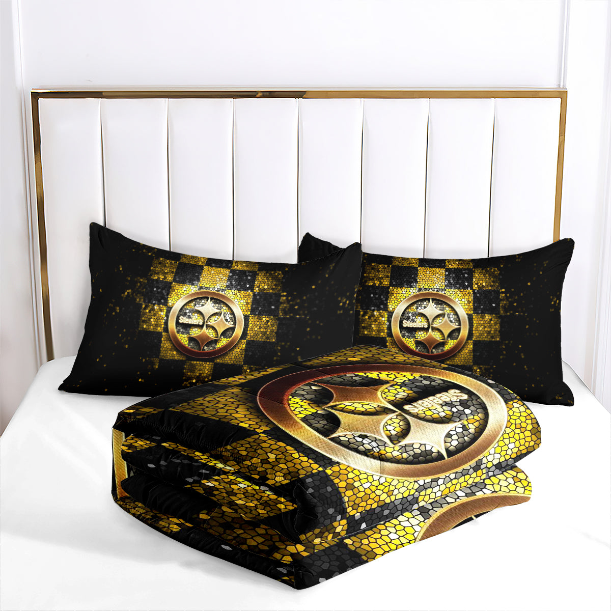 Pittsburgh Steelers Football Team Comforter Pillowcase Sets Blanket All Season Reversible Quilted Duvet