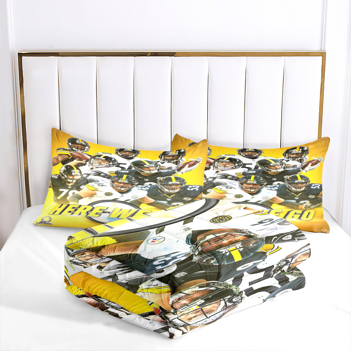 Pittsburgh Steelers Football Team Comforter Pillowcase Sets Blanket All Season Reversible Quilted Duvet