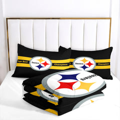 Pittsburgh Steelers Football Team Comforter Pillowcase Sets Blanket All Season Reversible Quilted Duvet