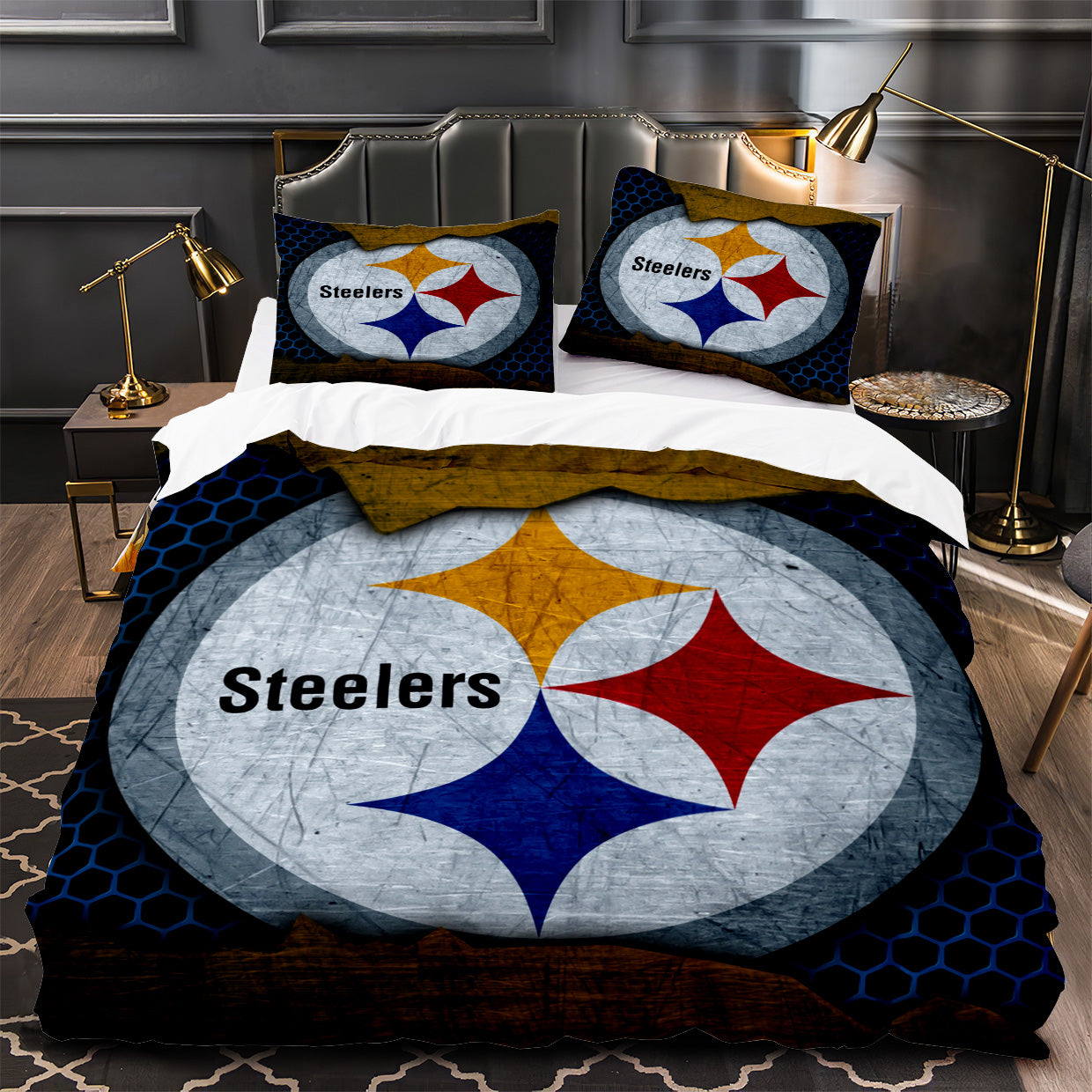 Pittsburgh Steelers Footbball Duvet Cover Quilt Case Pillowcase Bedding Set Without Filler