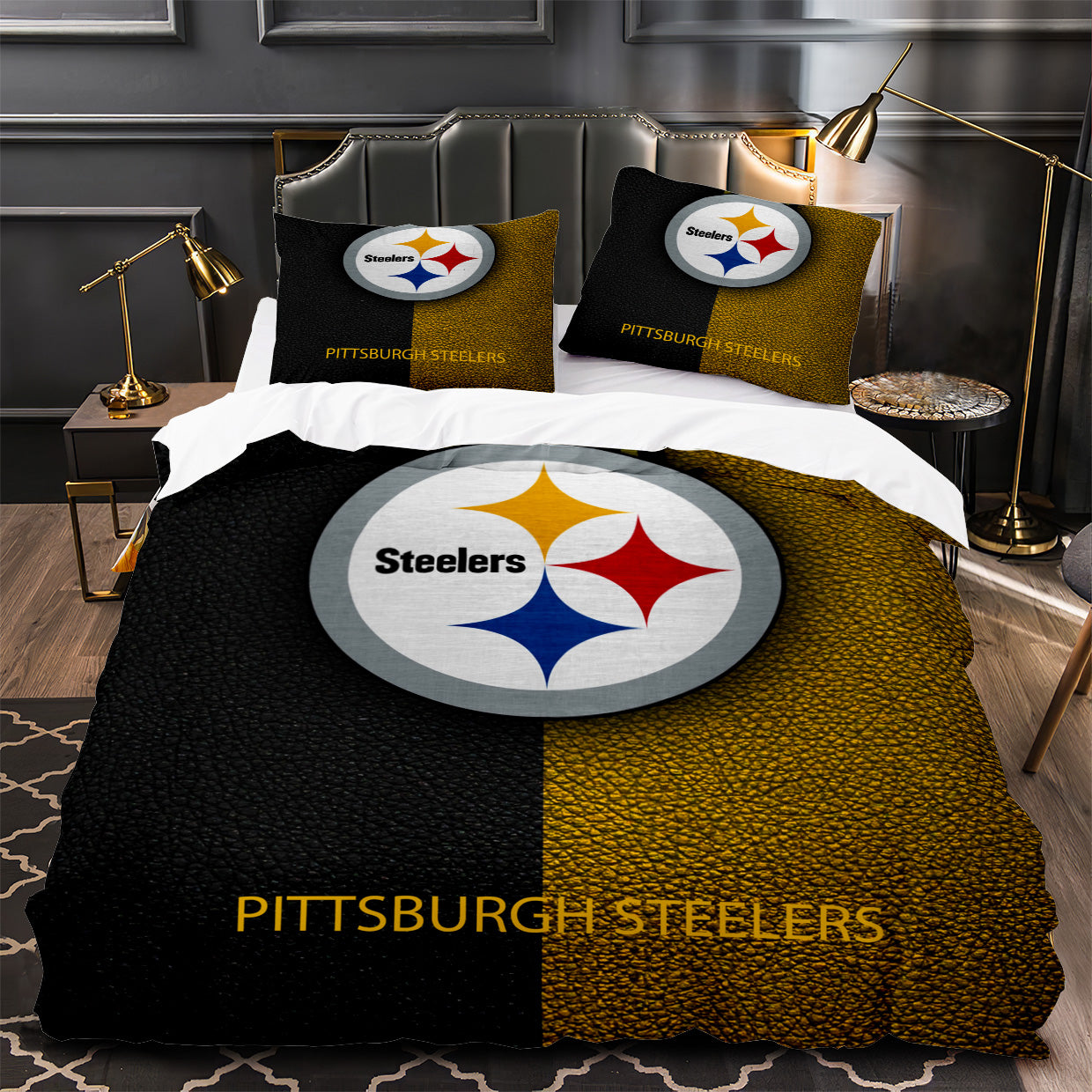 Pittsburgh Steelers Footbball Duvet Cover Quilt Case Pillowcase Bedding Set Without Filler