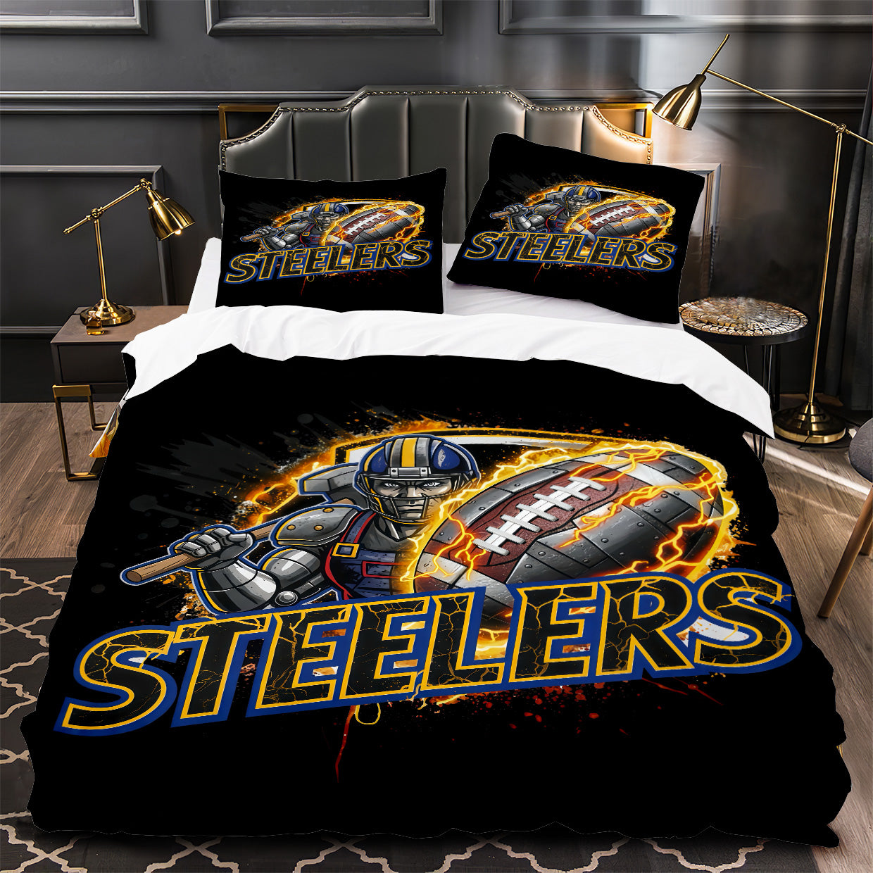 Pittsburgh Steelers Footbball Duvet Cover Quilt Case Pillowcase Bedding Set Without Filler
