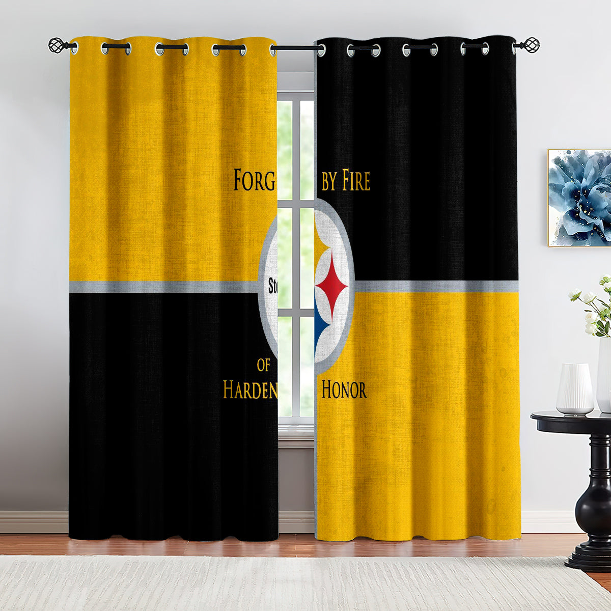 Pittsburgh Steelers Football Team Blackout Curtains Drapes For Window Treatment Set