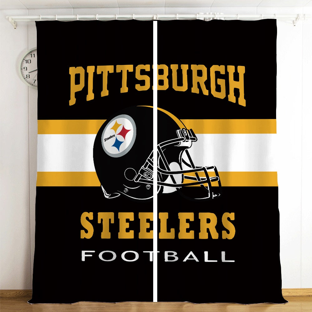 Pittsburgh Steelers Football Team Blackout Curtains Drapes For Window Treatment Set