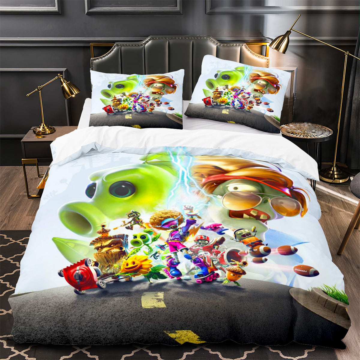 Plants vs Zombies Duvet Cover Quilt Case Pillowcase Bedding Set Without Filler