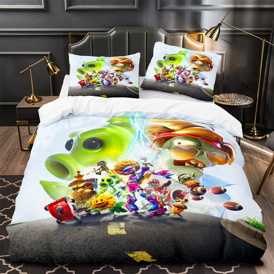 Plants vs Zombies Duvet Cover Quilt Case Pillowcase Bedding Set Without Filler 1240