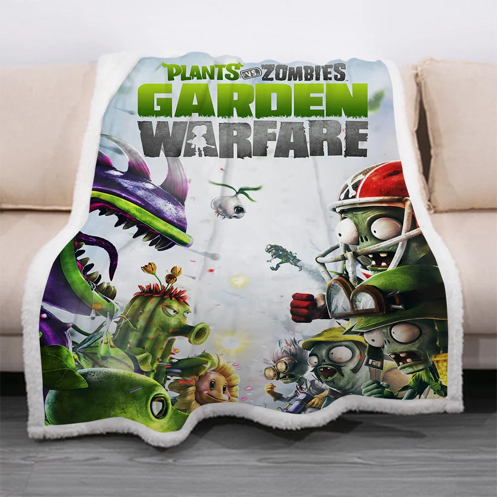 Plants vs Zombies Blanket  Cozy Sherpa Fleece Throw Blanket for Kids Adults