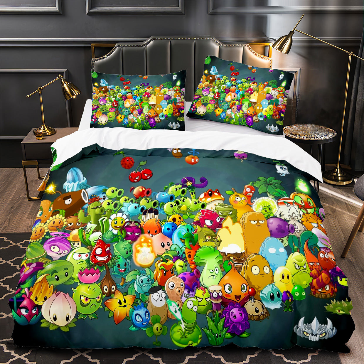 Plants vs Zombies Duvet Cover Quilt Case Pillowcase Bedding Set Without Filler