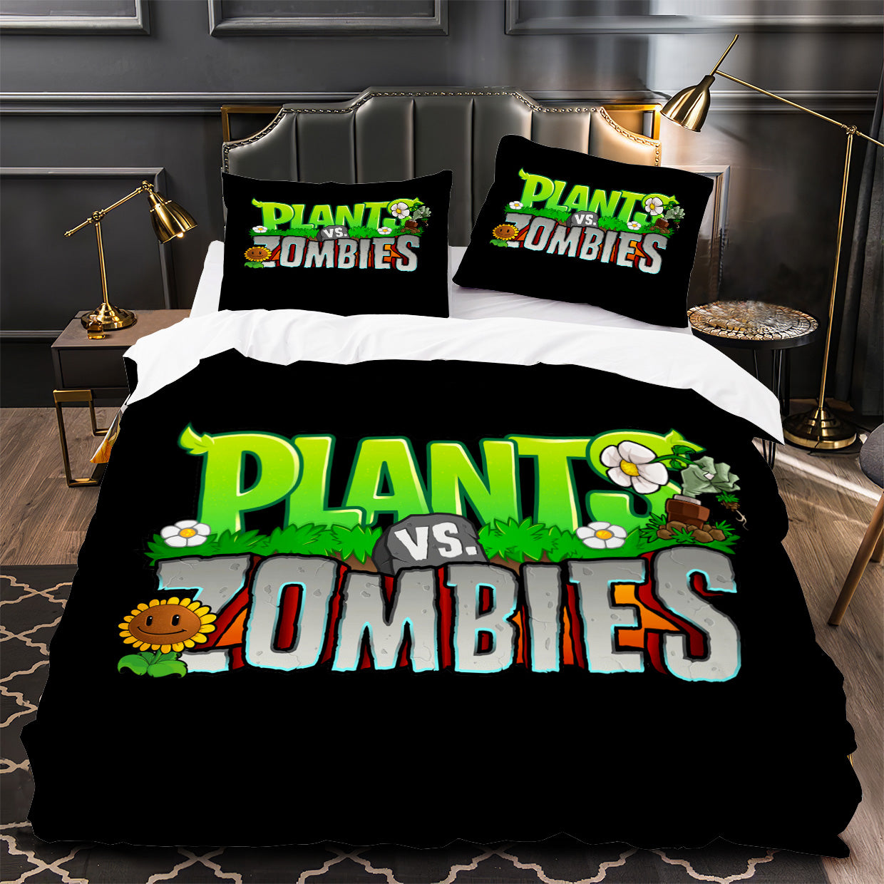 Plants vs Zombies Duvet Cover Quilt Case Pillowcase Bedding Set Without Filler
