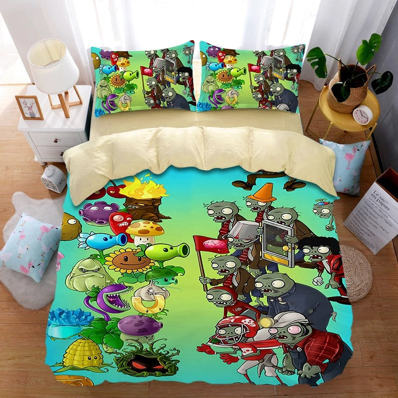 Plants vs Zombies Duvet Cover Quilt Cover Pillowcase Bedding Set