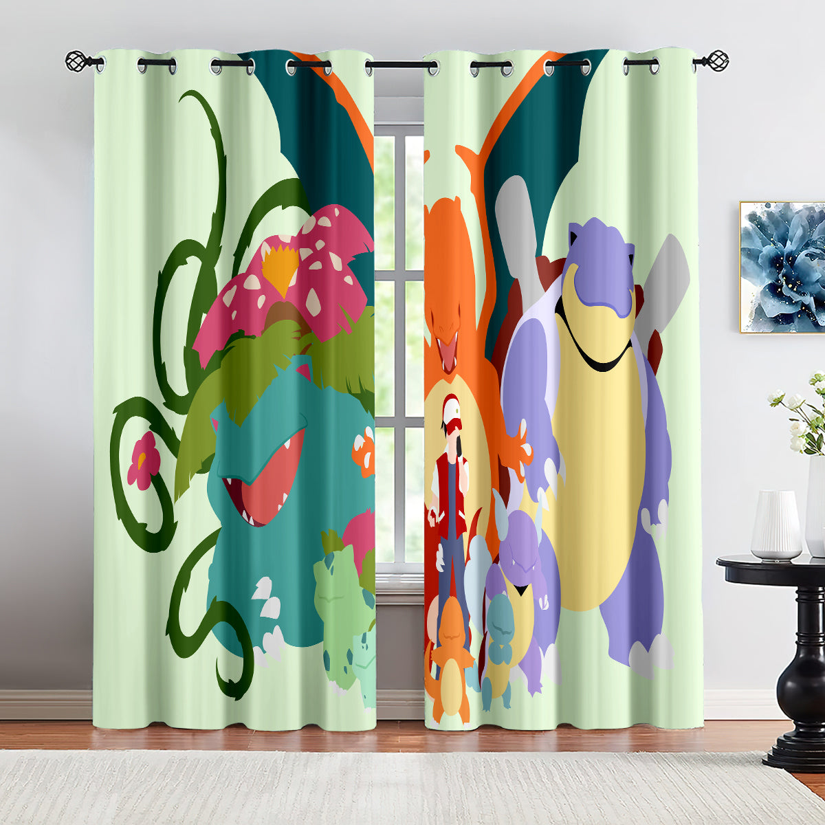 Pokemon Bulbasaur  Blackout Curtains Drapes for Window Treatment Set