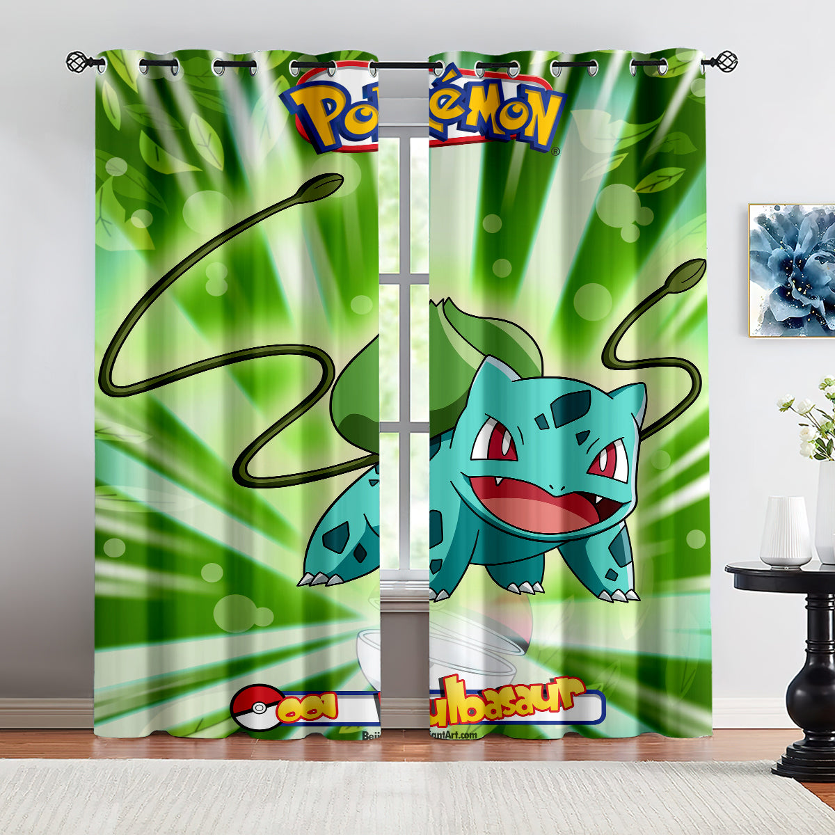 Pokemon Bulbasaur  Blackout Curtains Drapes for Window Treatment Set