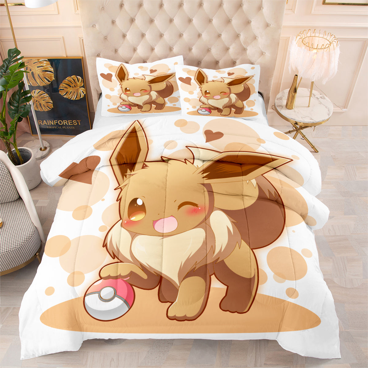 Pokemon Eevee Gengar Comforter Pillowcase Sets Blanket All Season Reversible Quilted Duvet