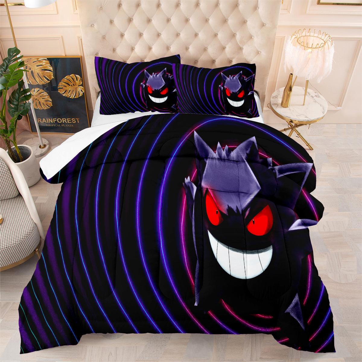 Pokemon Eevee Gengar Comforter Pillowcase Sets Blanket All Season Reversible Quilted Duvet