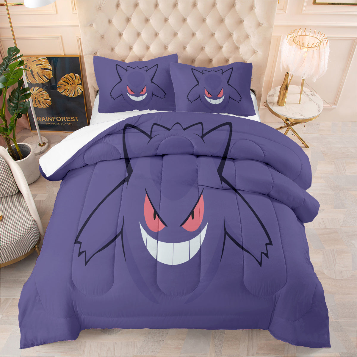 Pokemon Eevee Gengar Comforter Pillowcase Sets Blanket All Season Reversible Quilted Duvet