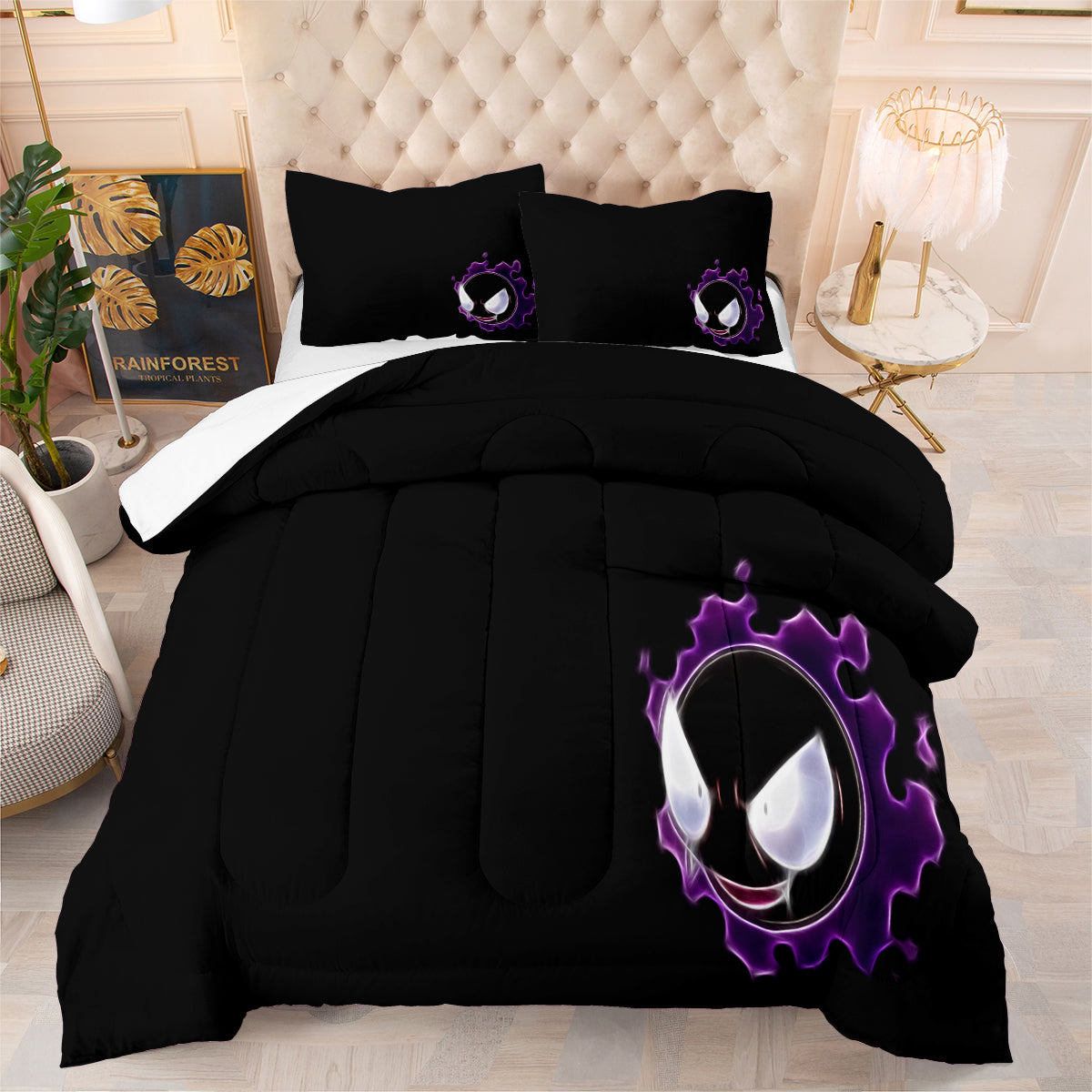 Pokemon Eevee Gengar Comforter Pillowcase Sets Blanket All Season Reversible Quilted Duvet