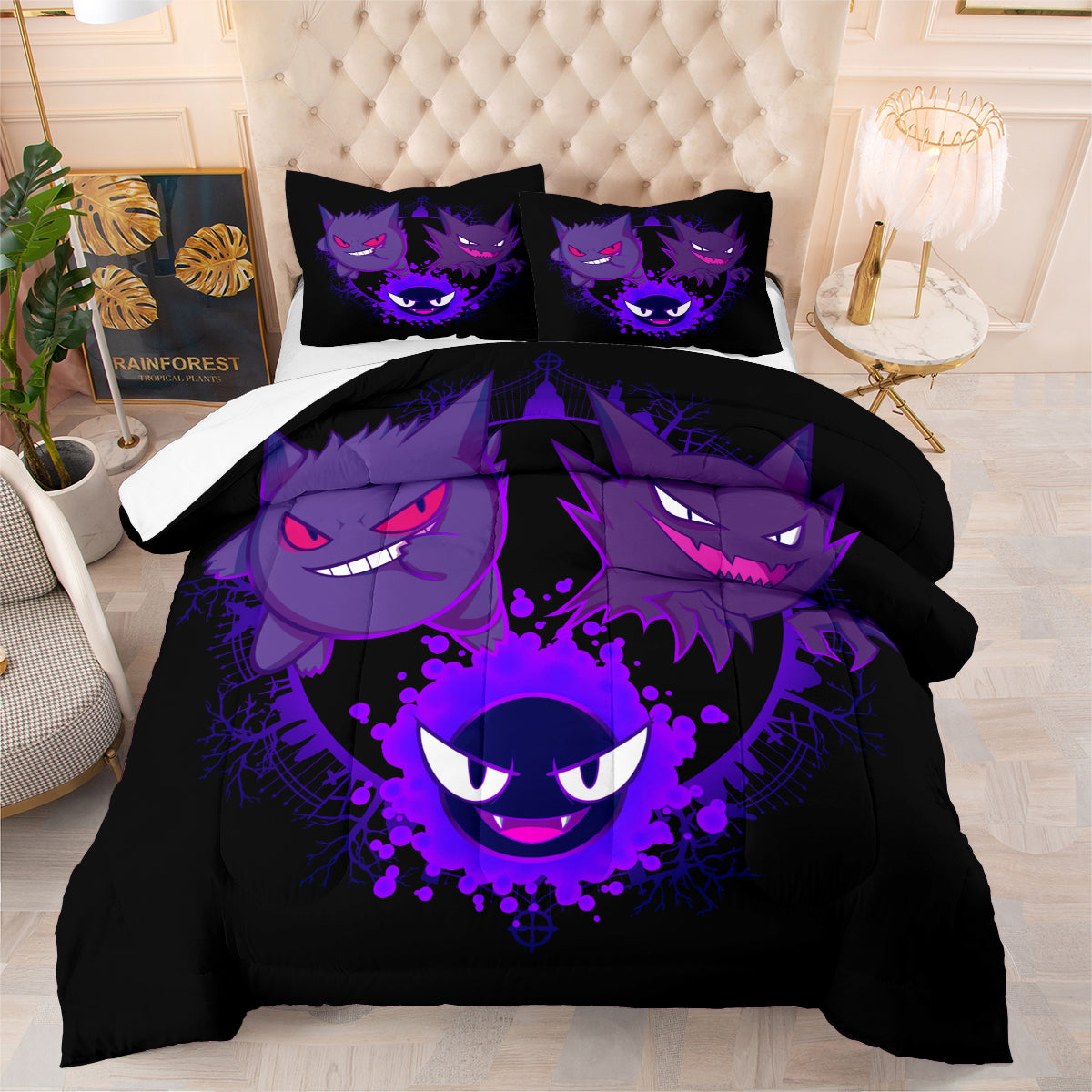 Pokemon Eevee Gengar Comforter Pillowcase Sets Blanket All Season Reversible Quilted Duvet