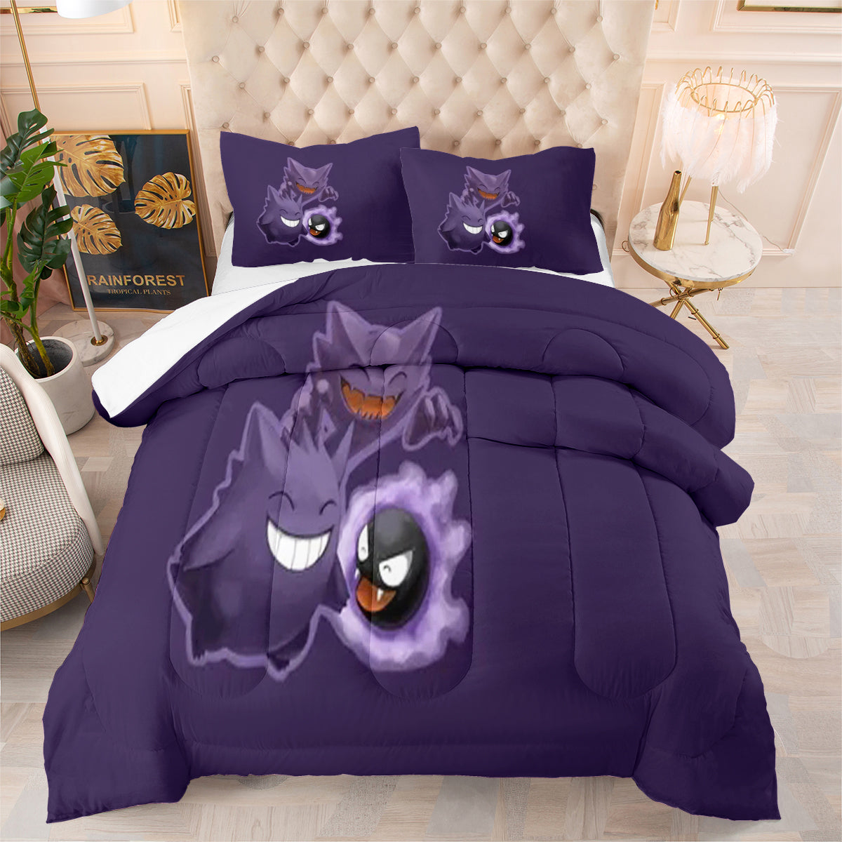 Pokemon Eevee Gengar Comforter Pillowcase Sets Blanket All Season Reversible Quilted Duvet