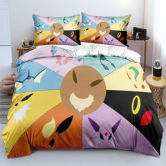 Pokemon Eevee Duvet Cover Quilt Case Pillowcase Bedding Set