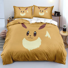 Pokemon Eevee Duvet Cover Quilt Case Pillowcase Bedding Set