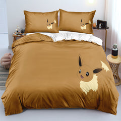 Pokemon Eevee Duvet Cover Quilt Case Pillowcase Bedding Set